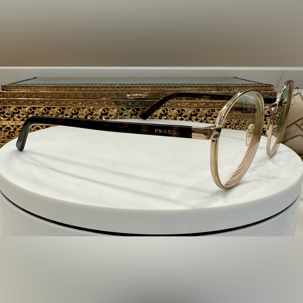 Prada Project - Only 1 Nose-Pad - Gold-Toned/Tortoiseshell Rx Eyeglass Frames